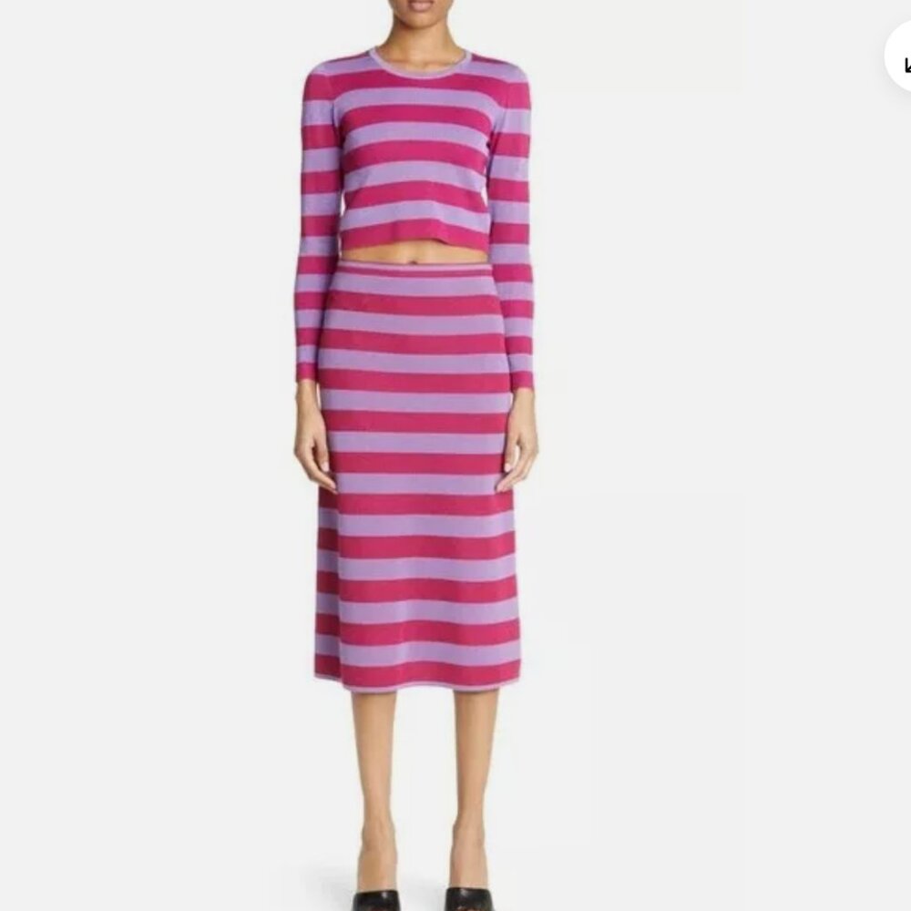 Baum und Pferdgarten Charlotta Purple & Metallic Magenta Stripe Midi Skirt sz Sm - Picture 3 of 5